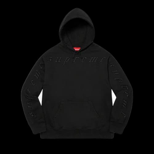 Supreme Raised Embroidery Hooded Sweatshirt 'Black'