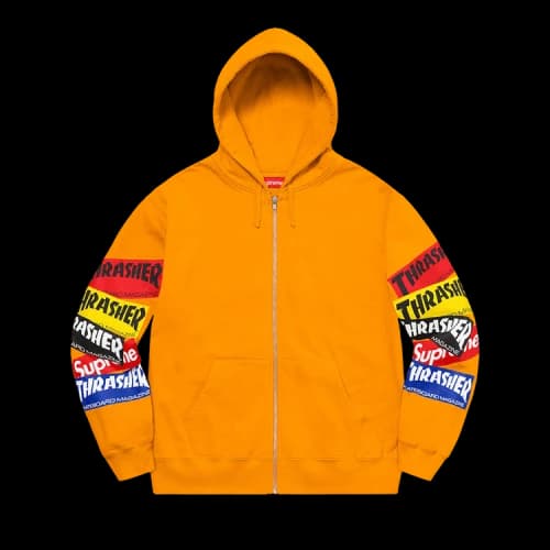 Supreme x Thrasher Multi Logo Zip Up Hooded Sweatshirt 'Gold'