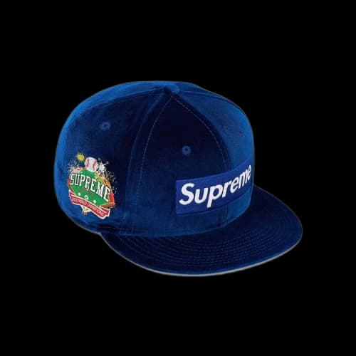 Supreme Velour Box Logo New Era 'Navy'