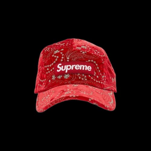 Supreme Velvet Paisley Camp Cap 'Red'