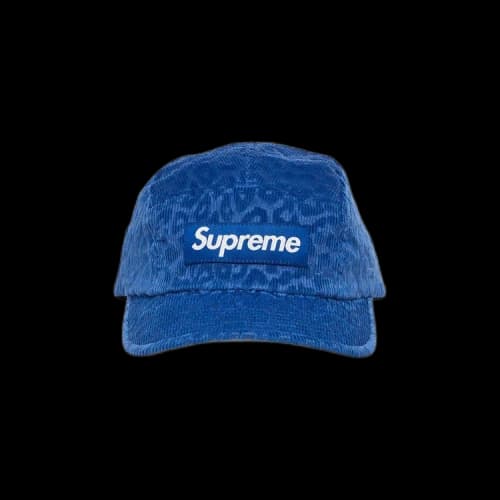 Supreme Leopard Corduroy Camp Cap 'Blue'