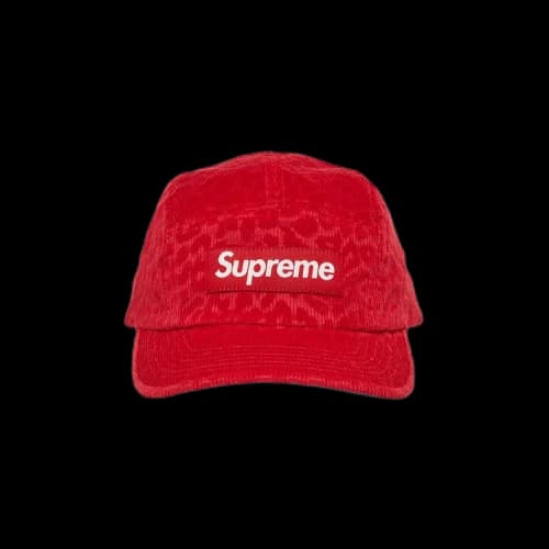 Supreme Leopard Corduroy Camp Cap 'Red'
