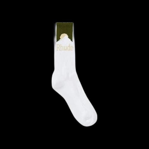 Rhude Mountain Logo Sock 'White/Olive/Mustard'