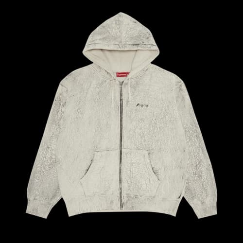 Supreme Crackle Zip Up Hooded Sweatshirt 'Natural'