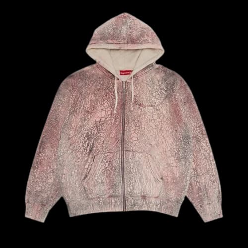 Supreme Crackle Zip Up Hooded Sweatshirt 'Red'