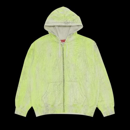 Supreme Crackle Zip Up Hooded Sweatshirt 'Yellow'