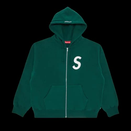 Supreme S Logo Zip Up Hooded Sweatshirt 'Dark Green'
