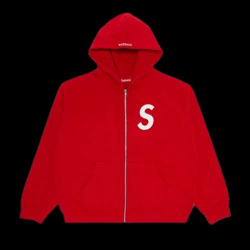 Supreme S Logo Zip Up Hooded Sweatshirt 'Red'