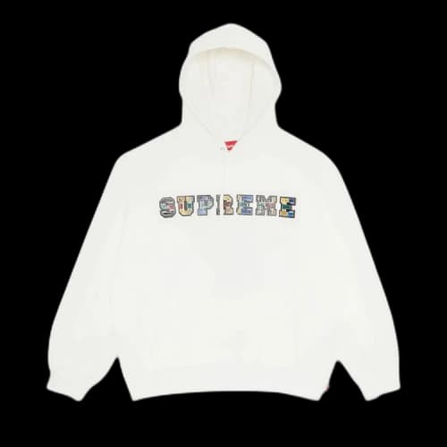Supreme Collegiate Patchwork Leather Hooded Sweatshirt 'White'