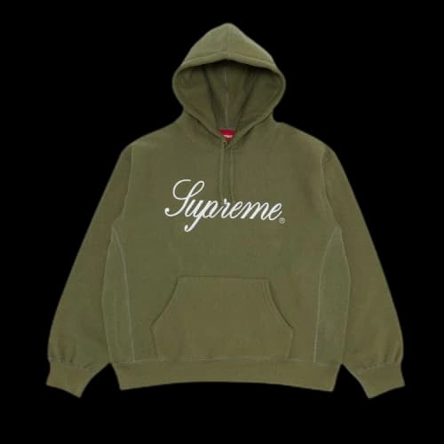 Supreme Raised Script Hooded Sweatshirt 'Light Olive'