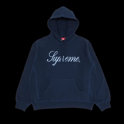 Supreme Raised Script Hooded Sweatshirt 'Navy'