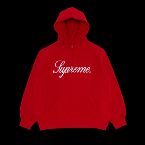Supreme Raised Script Hooded Sweatshirt 'Red'