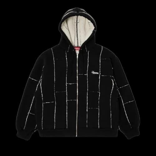 Supreme Faux Shearling Zip Up Hooded Sweatshirt 'Black'