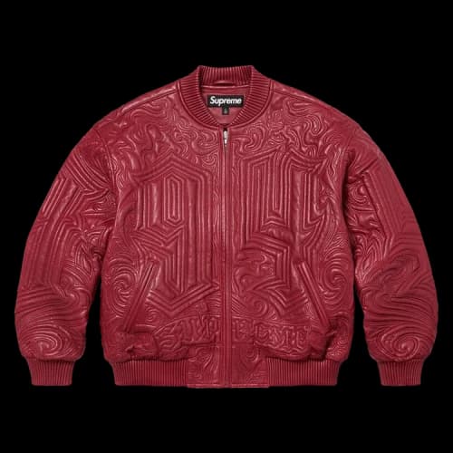 Supreme Mister Cartoon Embroidered Leather Jacket 'Burgundy'