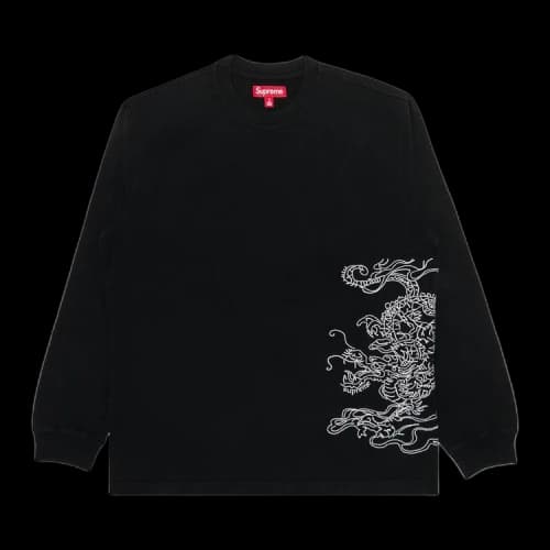 Supreme Dragon Embroidered Long-Sleeve Top 'Black'