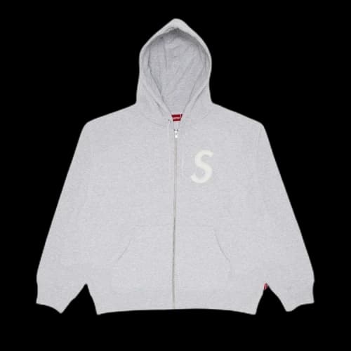 Supreme S Logo Zip Up Hooded Sweatshirt 'Ash Grey'