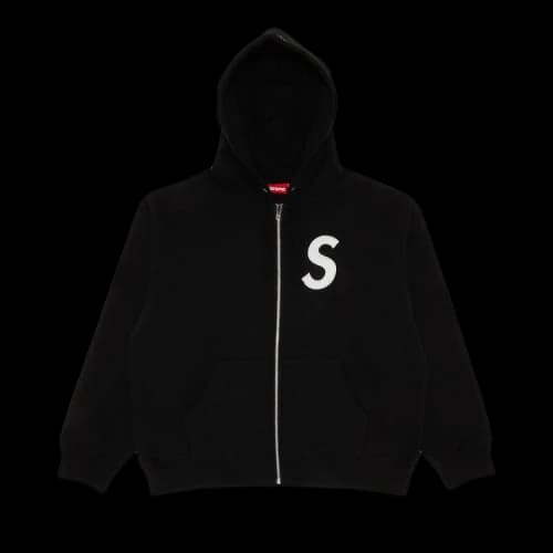Supreme S Logo Zip Up Hooded Sweatshirt 'Black'