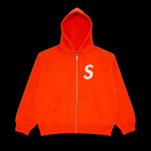 Supreme S Logo Zip Up Hooded Sweatshirt 'Bright Orange'