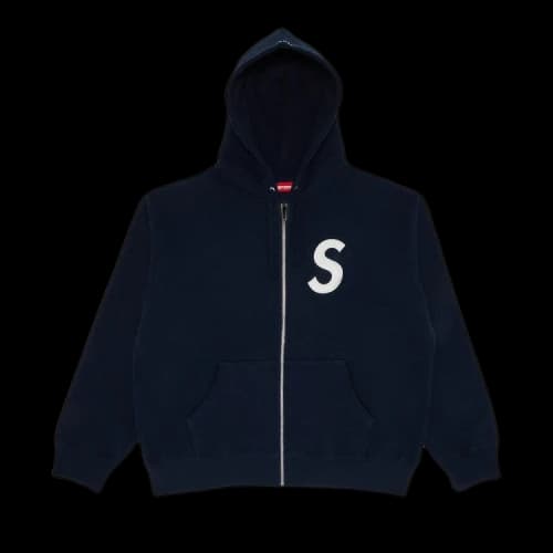Supreme S Logo Zip Up Hooded Sweatshirt 'Navy'