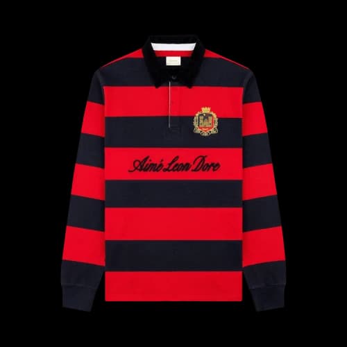 Aimé Leon Dore Striped Heritage Rugby 'Equestrian Red'