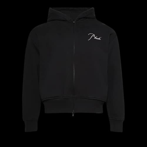 Rhude Classique Zip Up Hoodie 'Black/White'