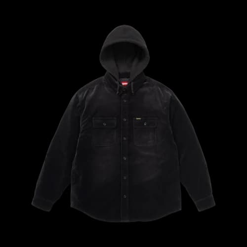Supreme Quilted Lined Hooded Velvet Shirt 'Black'