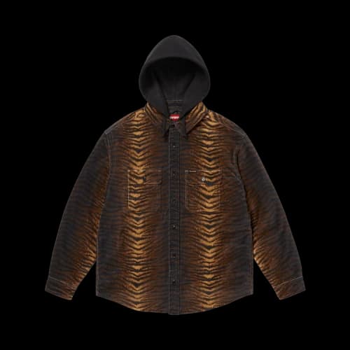 Supreme Quilted Lined Hooded Velvet Shirt 'Tiger'