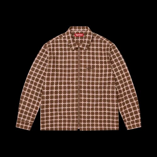 Supreme Metallic Plaid Zip Up Shirt 'Brown'