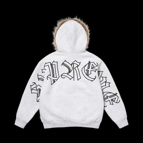 Supreme Faux Fur Zip Up Hooded Sweatshirt 'Ash Grey'