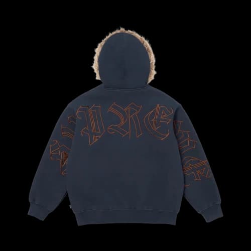 Supreme Faux Fur Zip Up Hooded Sweatshirt 'Navy'