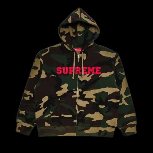 Supreme Collegiate Appliqué Zip Up Hooded Sweatshirt 'Woodland Camo'