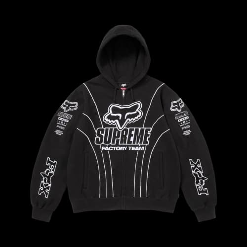 Supreme x Fox Racing Zip Up Hooded Sweatshirt 'Black'
