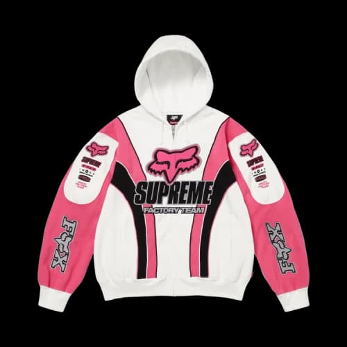 Supreme x Fox Racing Zip Up Hooded Sweatshirt 'White'