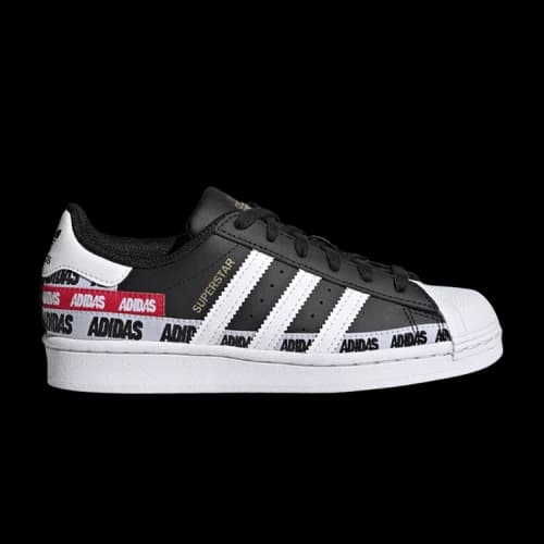 (GS) adidas Superstar J 'Wordmark Heel Stripe - Core Black'