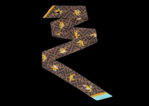 Fendi x FRGMT x Pokemon Silk Narrow Scarf Wrappy Multicolor