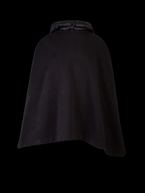 Moncler Woman Cotton Poncho with Nylon Hood Jacket Black