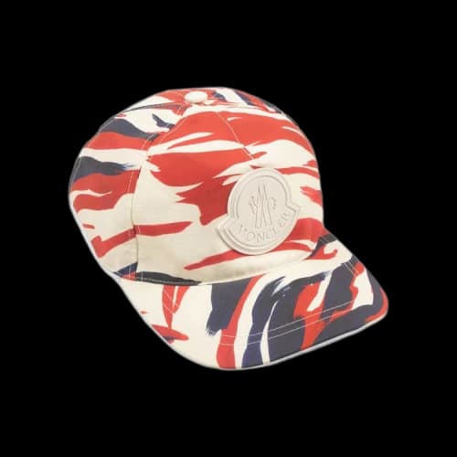 Moncler Logo Patch Baseball Cap 'White/Red'