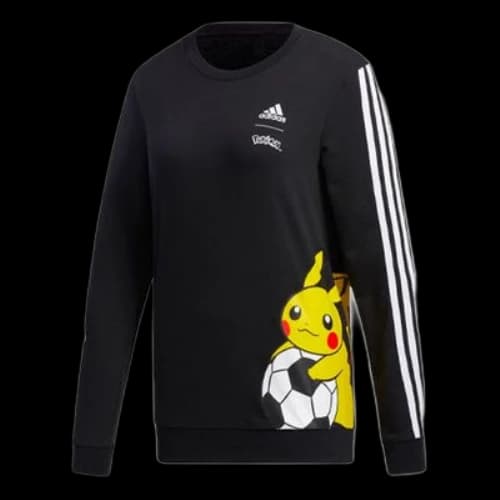 adidas x POKEMON Logo Printing Round-neck Swea Black (Women's)