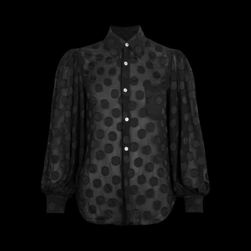 Comme des Garçons Puff-Sleeve Sheer Polka Dot Shirt 'Black'