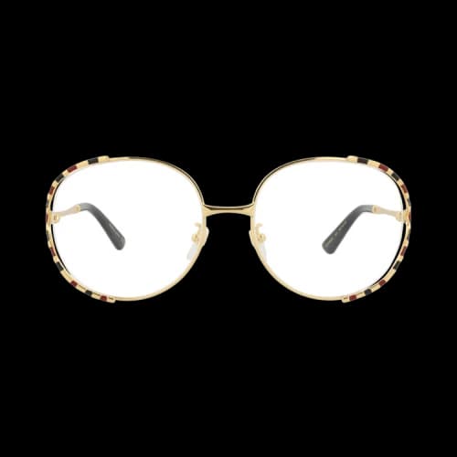 Gucci Round-Frame Metal Optical Frames Gold Gold Transparent (GG0596OA-30008117-003)