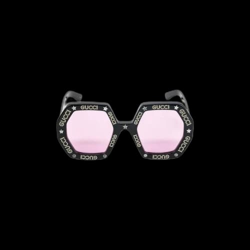 Gucci Geometric Sunglasses 'Black/Ivory/Pink'