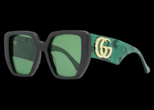 Gucci Geometric Sunglasses Black/Green (GG0956S 001)