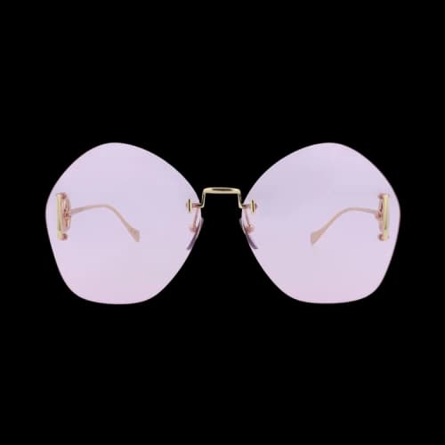Gucci Round Frame Metal Sunglasses 'Gold/Violet'