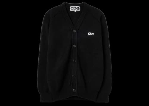 Comme des Garcons Logo Patch Rib Stitch Cardigan Black