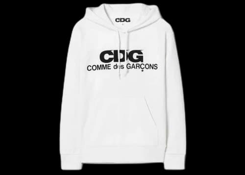Comme des Garcons Logo Printed Hoodie White