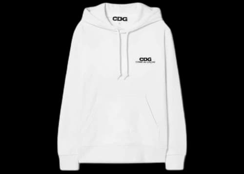 Comme des Garcons Small Logo Printed Hoodie White