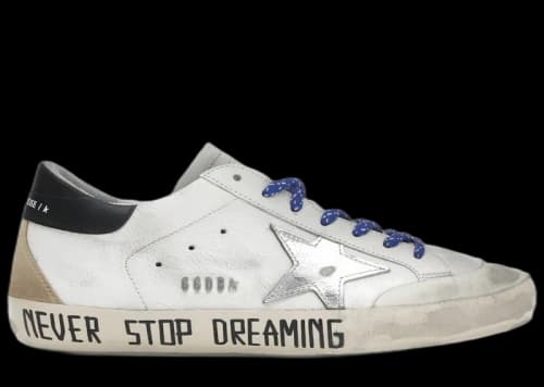 Golden Goose Super Star Never Stop Dreaming White Black Silver-tone