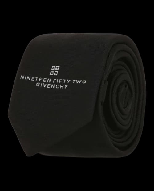 Givenchy Logo Embroidered Silk Tie Black