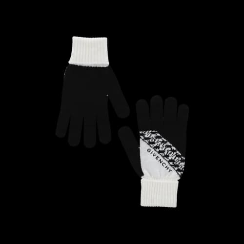 Givenchy Ribbed Logo Wool Gloves 'Black/White'