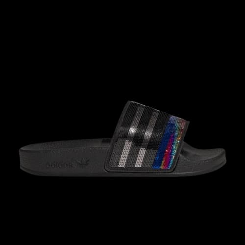 adidas Adilette Slide J 'Black Sequined Rainbow'
